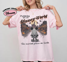 Load image into Gallery viewer, Retro Distressed Ghost Mickey Main Street Halloween Comfort — Bella+Canvas Tee