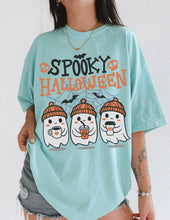 Load image into Gallery viewer, Retro Spooky Halloween Ghost Coffee — Gildan Sweatshirt