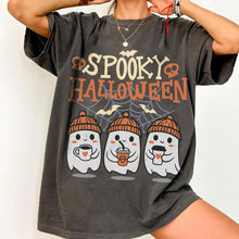 Load image into Gallery viewer, Retro Spooky Halloween Ghost Coffee — Gildan Sweatshirt