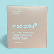 Load image into Gallery viewer, Box of Medicube Collagen Jelly Cream on a light blue background