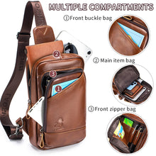 Load image into Gallery viewer, large capacity leather chest bag men