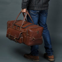 Load image into Gallery viewer, leather carry on duffle bag 21 inch