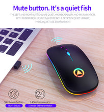 Load image into Gallery viewer, StitchGreen Ultra-Thin Rechargeable Battery Mute Mouse 2.4Ghz Optical LED Colorful Light Computer Game Wireless Mouse