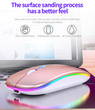 Load image into Gallery viewer, StitchGreen Ultra-Thin Rechargeable Battery Mute Mouse 2.4Ghz Optical LED Colorful Light Computer Game Wireless Mouse