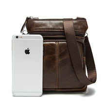 Load image into Gallery viewer, men's cowhide leather flap bag zipper