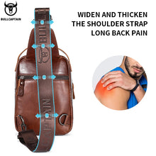 Load image into Gallery viewer, men's leather chest bag 7.9 inch phone