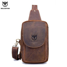 Load image into Gallery viewer, men's leather chest bag computer compartment