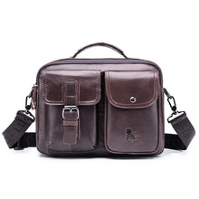 Load image into Gallery viewer, men square leather bag multiple pockets