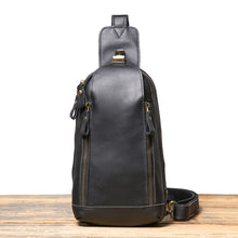 Load image into Gallery viewer, mens leather bag with antique brass zipper