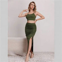 Load image into Gallery viewer, split midi skirt set for women
