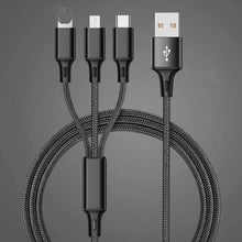 Load image into Gallery viewer, StitchGreen Nylon braided 10ft 3 in 1 usb 3.0 charger cable micro usb 8pin type C fast charging data cable for mobile phone