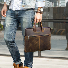 Load image into Gallery viewer, vintage leather large laptop bag men zipper buy Purchase