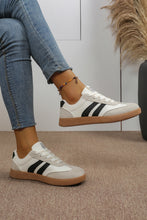 Load image into Gallery viewer, white pu leather lace up sneakers women