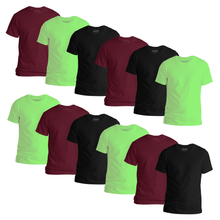Load image into Gallery viewer, StitchGreen Men's 12-Pack Multicolor Short Sleeve Crewneck Soft Cotton T-Shirt - StitchGreen