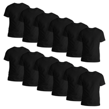Load image into Gallery viewer, Men's 3 Pack 6 Pack 12 Pack Multipack Short Sleeve Crewneck Soft Cotton Black T-Shirt - StitchGreen