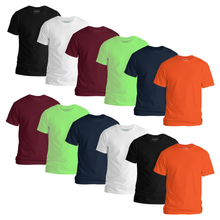 Load image into Gallery viewer, StitchGreen Men's 12-Pack Multicolor Short Sleeve Crewneck Soft Cotton T-Shirt - StitchGreen