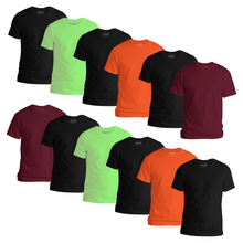 Load image into Gallery viewer, StitchGreen Men's 12-Pack Multicolor Short Sleeve Crewneck Soft Cotton T-Shirt - StitchGreen