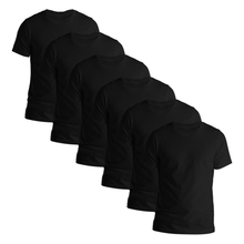 Load image into Gallery viewer, Men's 3 Pack 6 Pack 12 Pack Multipack Short Sleeve Crewneck Soft Cotton Black T-Shirt - StitchGreen
