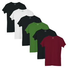 Load image into Gallery viewer, StitchGreen Women's 6 Pack Multicolor Package on 180 GSM Basic 100% Cotton Half Sleeve T-Shirt - StitchGreen
