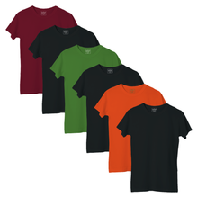 Load image into Gallery viewer, StitchGreen Women's 6 Pack Multicolor Package on 180 GSM Basic 100% Cotton Half Sleeve T-Shirt - StitchGreen