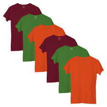 Load image into Gallery viewer, StitchGreen Women's 6 Pack Multicolor Package on 180 GSM Basic 100% Cotton Half Sleeve T-Shirt - StitchGreen
