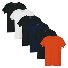 Load image into Gallery viewer, StitchGreen Women's 6 Pack Multicolor Package on 180 GSM Basic 100% Cotton Half Sleeve T-Shirt - StitchGreen