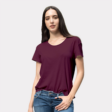 Load image into Gallery viewer, StitchGreen Women's Round Neck 100% Cotton 180 GSM Maroon T-Shirt