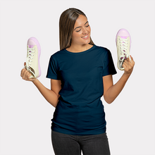 Load image into Gallery viewer, StitchGreen Women's Round Neck 100% Cotton 180 GSM Navy T-Shirt