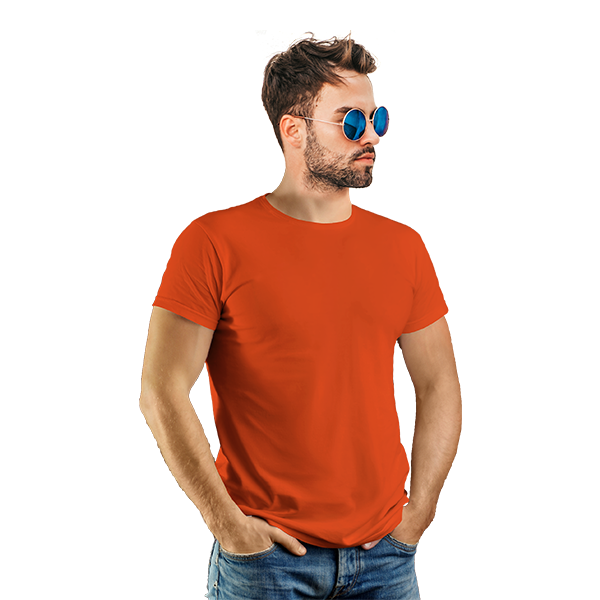 StitchGreen Men's Round Neck 100% Cotton 180 GSM Orange T-Shirt