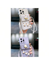 Load image into Gallery viewer, IPhone14promax/13pro , Wallet Phone Case Cute Leather Case With Card Holder Crossbody Cover For Women Girls Strap Wristlet RFID Blocking Shockproof Protective Cover
