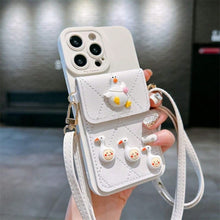 Load image into Gallery viewer, IPhone14promax/13pro , Wallet Phone Case Cute Leather Case With Card Holder Crossbody Cover For Women Girls Strap Wristlet RFID Blocking Shockproof Protective Cover
