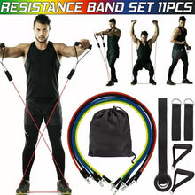 Load image into Gallery viewer, 11-piece resistance band set for yoga pilates crossfit fitness multicolor
