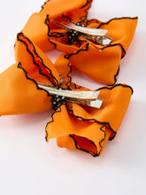 Load image into Gallery viewer, Halloween Spider Hair Bows: Orange Ribbon Design (2PCS)
