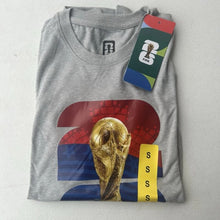 Load image into Gallery viewer, Gray tank top with World Cup trophy graphic and FIFA tag on a light gray background
