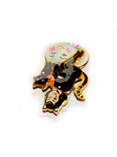 Load image into Gallery viewer, Retro Halloween Cat &amp; Crescent Moon Statement Brooch
