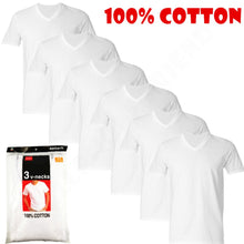 Load image into Gallery viewer, 6-Pack V/Crew-Neck For Men's 100% Cotton Tagless T-Shirt Undershirt Tee White
