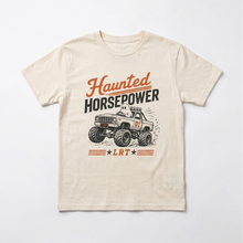 Load image into Gallery viewer, HAUNTED HORSEPOWER HALLOWEEN TEE
