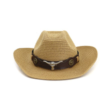 Load image into Gallery viewer, Classic Western Cowboy Hat Plain Weave Straw Sun Hat Unisex Men Women New
