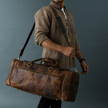 Load image into Gallery viewer, Cohen Premium Buffalo Leather Weekender Bag 21 24 Inch Carry On Duffel USA
