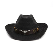 Load image into Gallery viewer, Ethnic Cowboy Straw Hat One Size Wide Brim Western Outdoor Hat for Men Women
