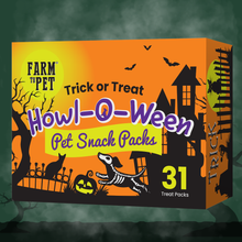 Load image into Gallery viewer, Halloween Dog Treat Box - 31 Assorted Snack Packs
