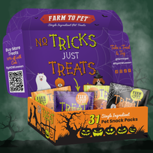 Load image into Gallery viewer, Halloween Dog Treat Box - 31 Assorted Snack Packs

