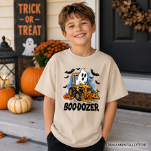 Load image into Gallery viewer, Boo Dozer Kids T-Shirt, Funny Halloween Construction Vehicle Tee for Youth Boys
