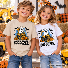 Load image into Gallery viewer, Boo Dozer Kids T-Shirt, Funny Halloween Construction Vehicle Tee for Youth Boys
