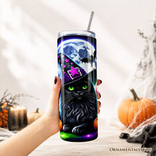 Load image into Gallery viewer, Black Cat Witch 20oz Personalized Tumbler With Lid and Stainless Steel Straw, Spooky Halloween Gift Cup
