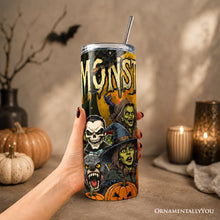 Load image into Gallery viewer, Monster Mash Horror 20oz Personalized Tumbler With Lid and Stainless Steel Straw, Retro Halloween Gift Cup
