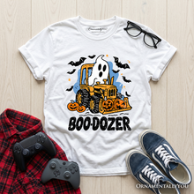 Load image into Gallery viewer, Boo Dozer Kids T-Shirt, Funny Halloween Construction Vehicle Tee for Youth Boys
