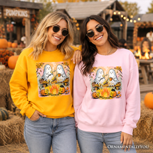 Load image into Gallery viewer, Cozy Campfire Ghosts Sweatshirt, Fall Halloween Pumpkin Sweater
