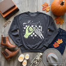 Load image into Gallery viewer, Monster Skeleton Pinky Promise Sweatshirt, Funny Spooky Halloween Sweater
