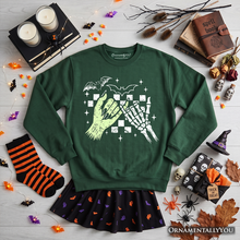 Load image into Gallery viewer, Monster Skeleton Pinky Promise Sweatshirt, Funny Spooky Halloween Sweater
